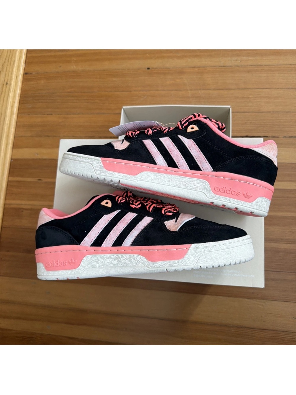 adidas Black & Pink Suede Low-Top Sneakers